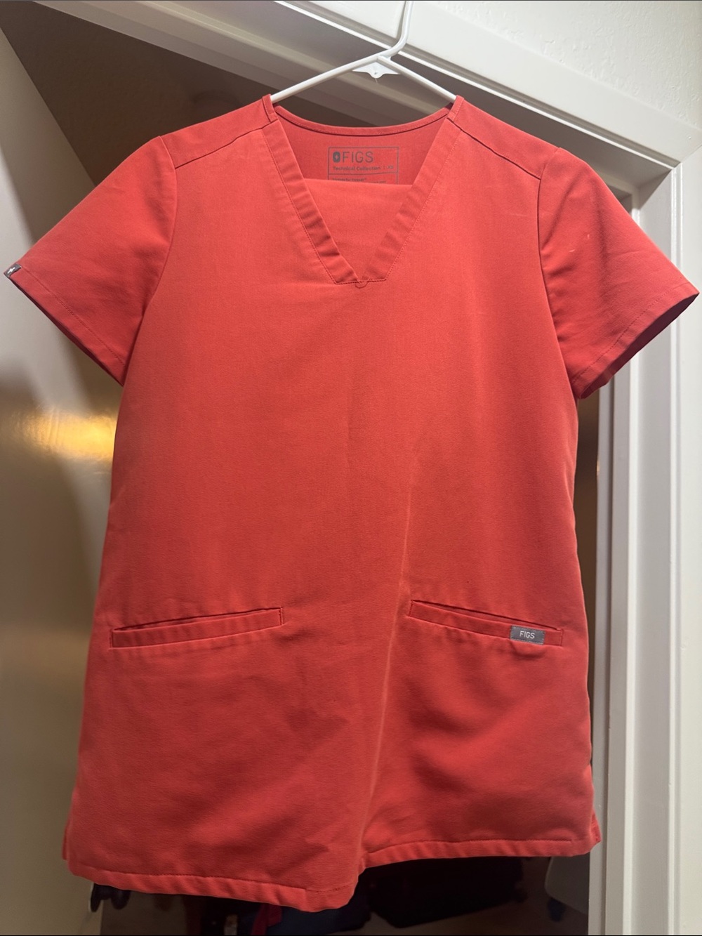 FIGS Coral-Red V-Neck Tunic